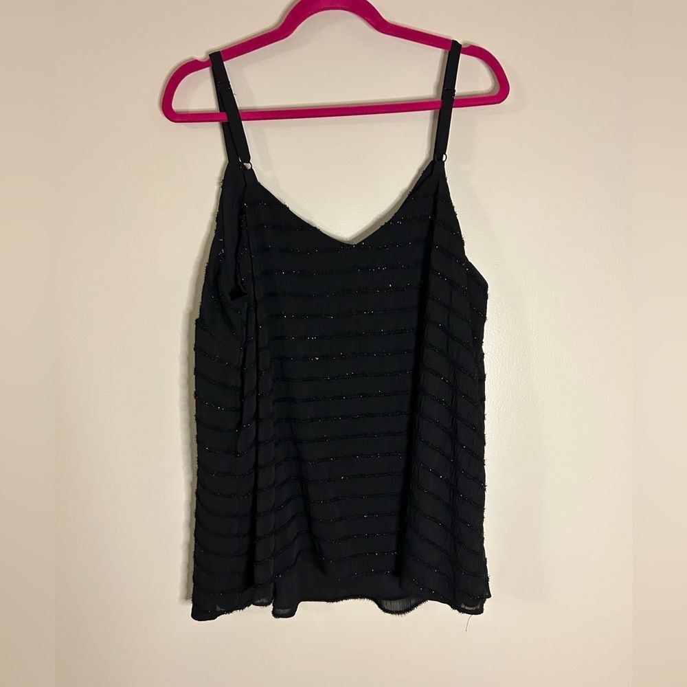 Torrid Black Textured Sparkly Strappy Swing Tank Top Size 2 / 2x - Picture 2 of 8